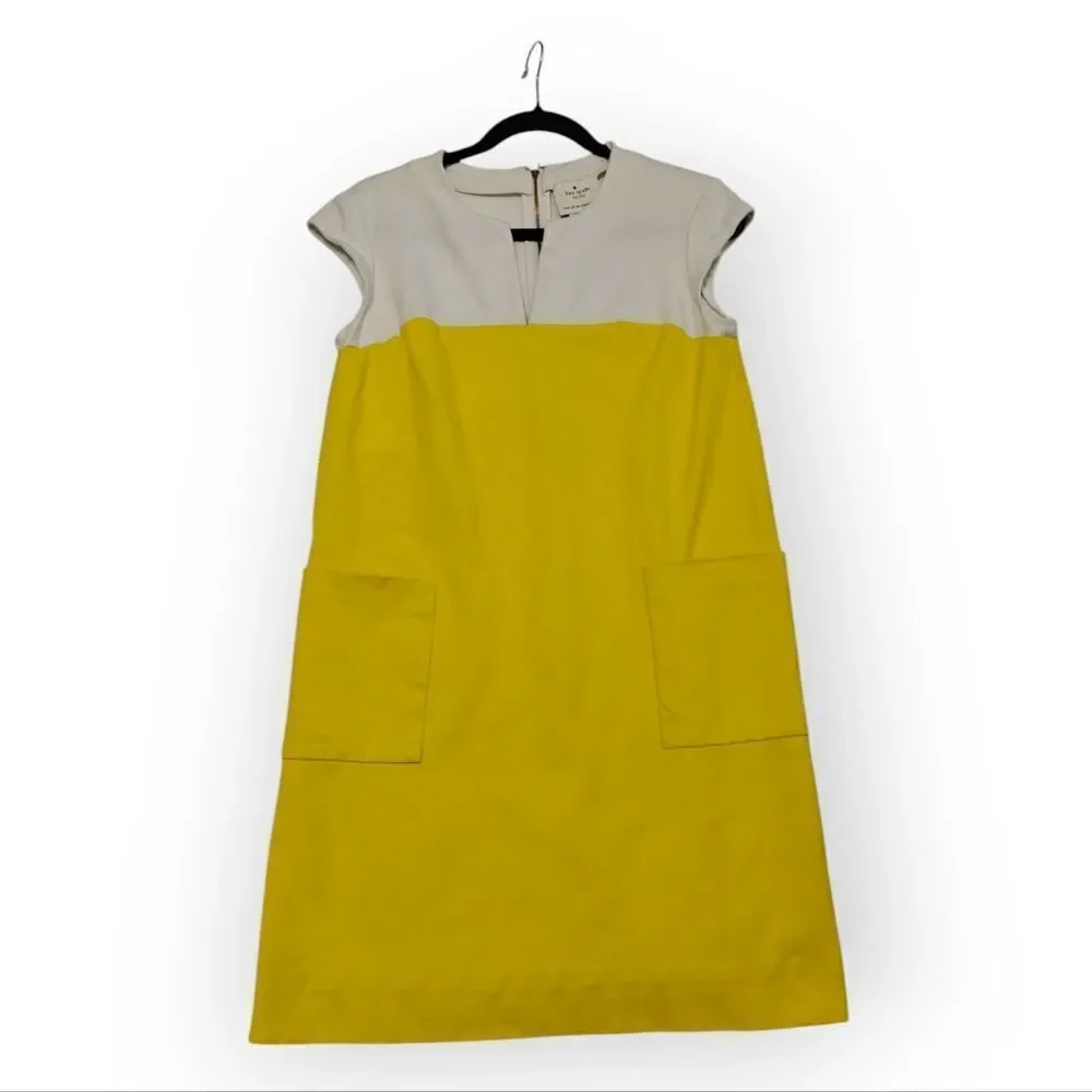 Kate Spade Yellow A-Line Mini Dress with Raglan Cap Sleeves Pockets Sz S